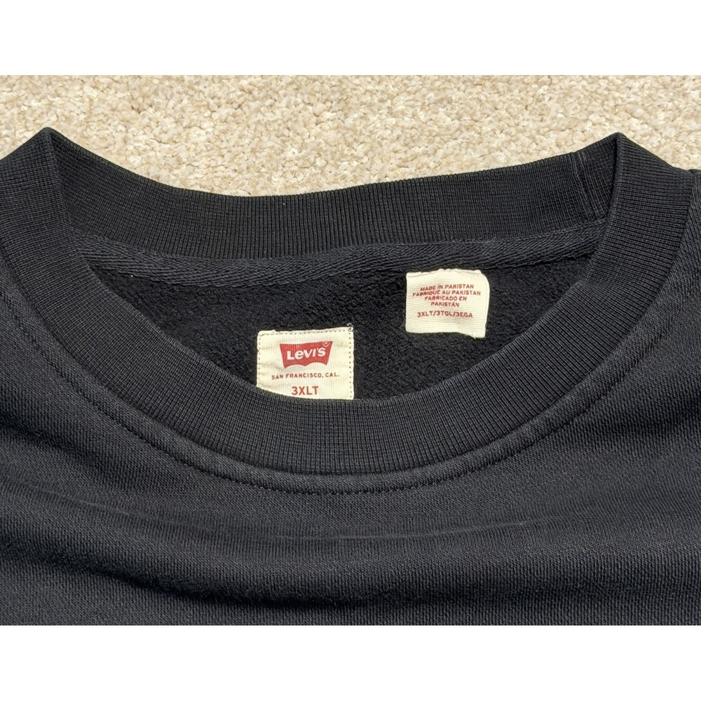 Levis Sweatshirt Mens 3XLT Black Relaxed Crewneck Pullover Big Tall Work Casual - Picture 2 of 9